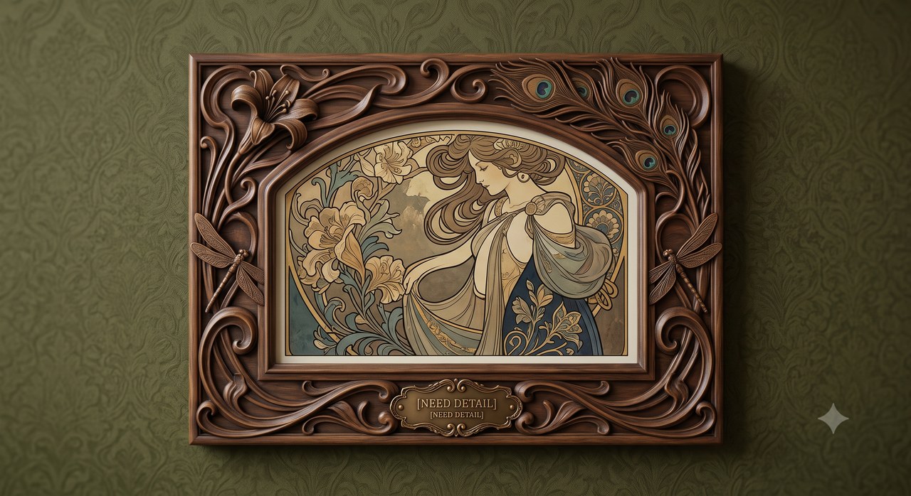 Listing sample for Flux Prompt for Art Nouveau Frame Art (style concept; not an end-user likeness)