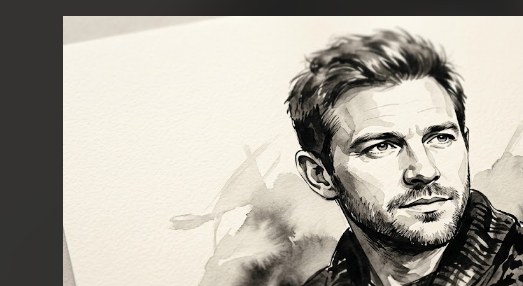 Sample output for Ink Wash Portrait Art (Flux)