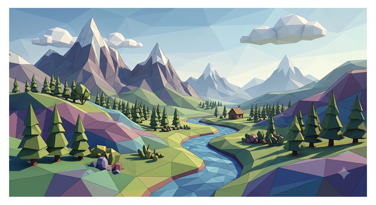 Listing sample for Flux Prompt for Low-Poly Landscape Art (style concept; not an end-user likeness)