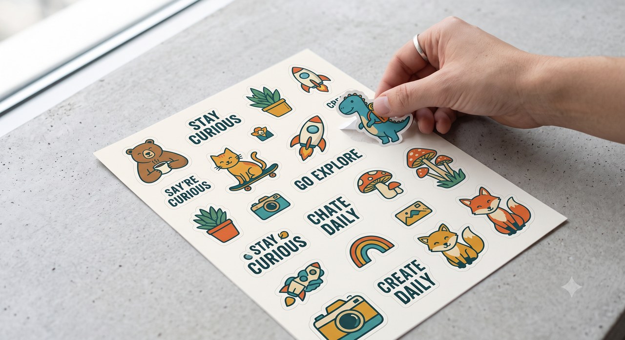 Listing sample for Flux Prompt for Vector Sticker Sheet Art (style concept; not an end-user likeness)