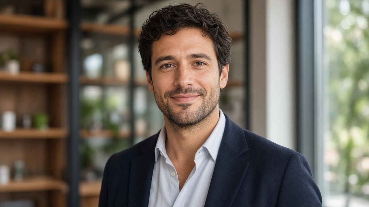 Sample output for LinkedIn Headshot · Warm Founder Brand