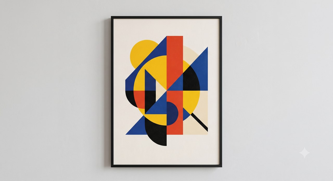 Listing sample for Midjourney Prompt for Bauhaus Geometric Art (style concept; not an end-user likeness)
