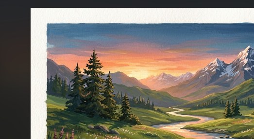 Sample output for Gouache Landscape Art — Midjourney Prompt