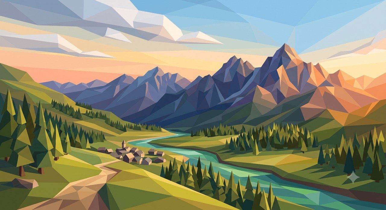 Listing sample for Midjourney Prompt for Low-Poly Landscape Art (style concept; not an end-user likeness)