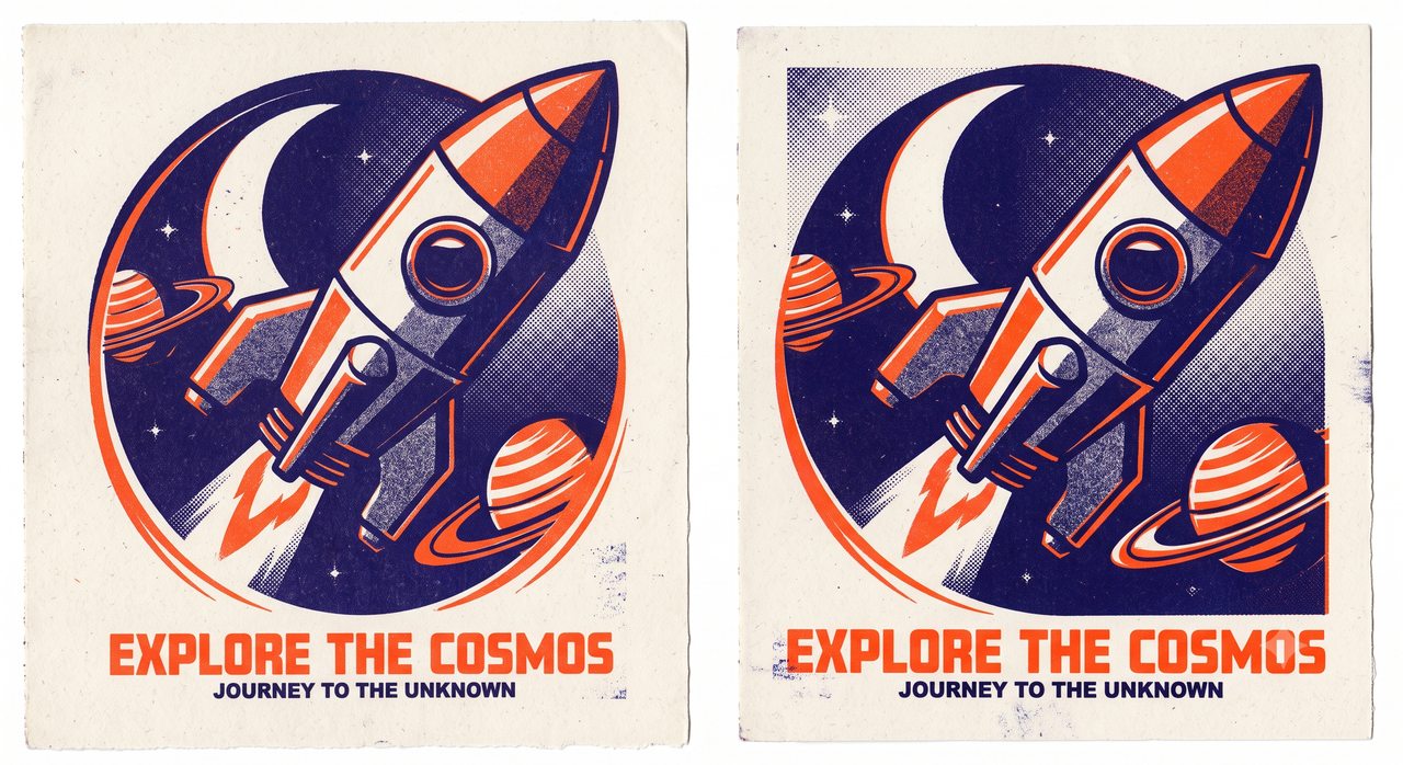 Listing sample for Midjourney Prompt for Risograph Poster Art (style concept; not an end-user likeness)