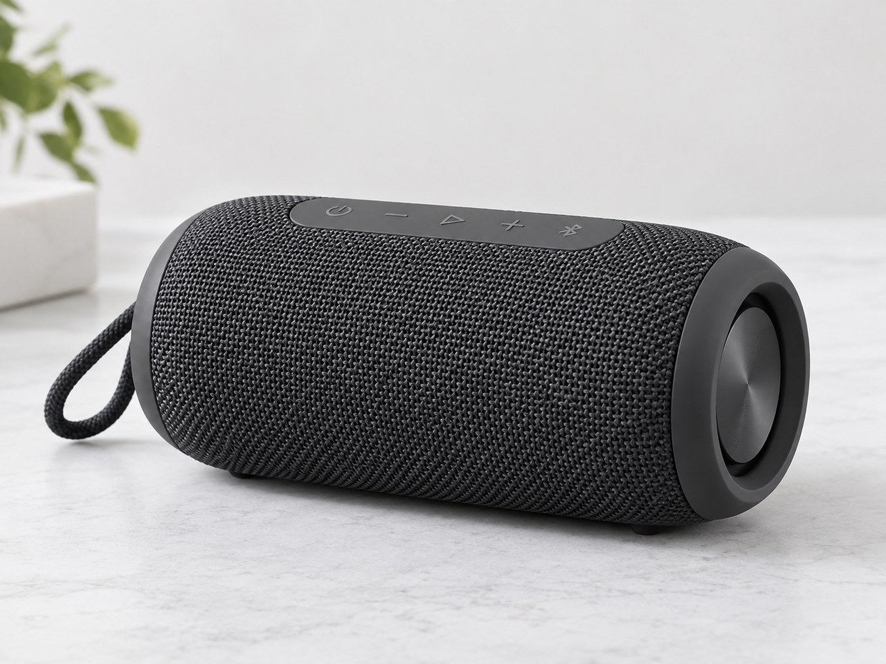Product showcase sample for Midjourney Prompt for Bluetooth Speaker Product Photography (style concept; not an end-user likeness)