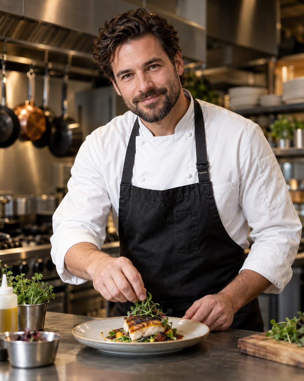 Listing sample for ChatGPT Prompt for Chef in Kitchen Portrait (Studio Softbox) (style concept; not an end-user likeness)