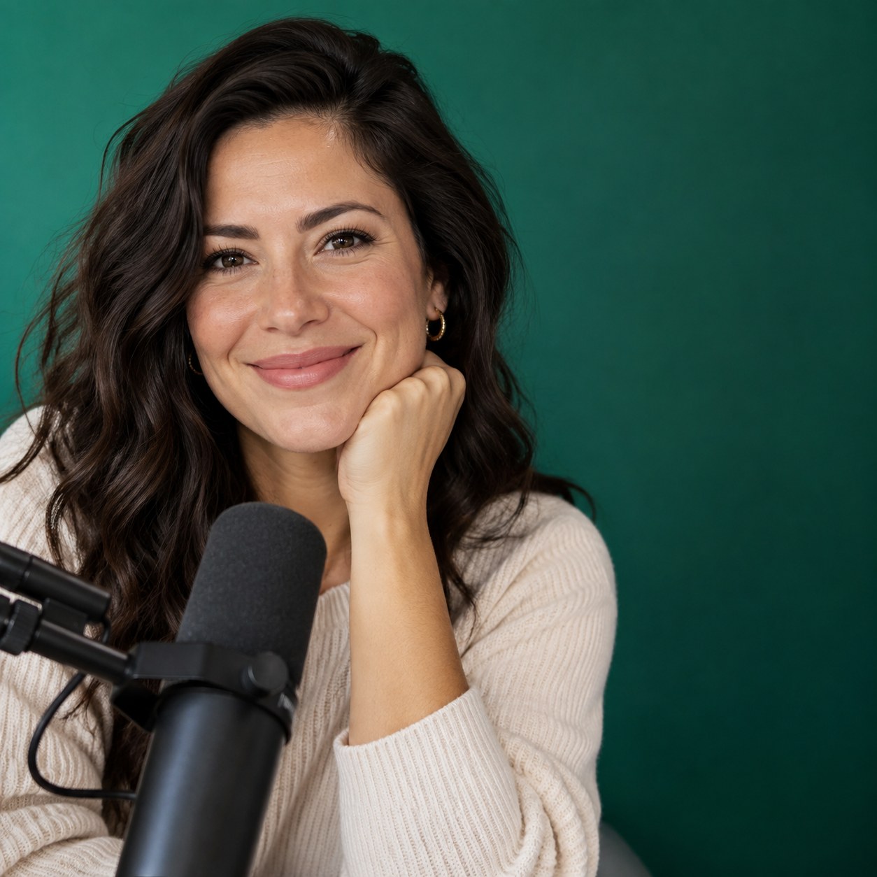 Listing sample for ChatGPT Prompt for Podcast Cover Host Photo (style concept; not an end-user likeness)