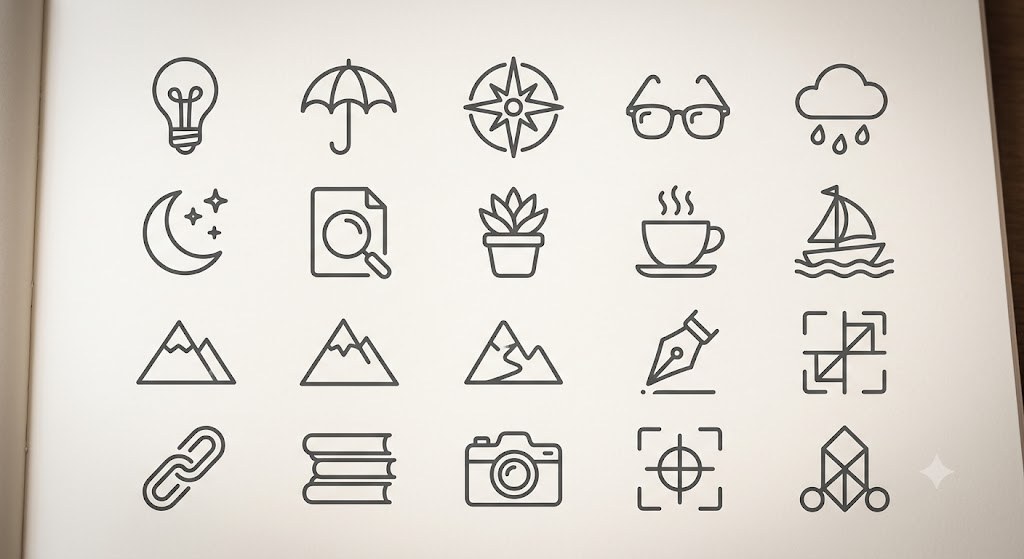 Sample output for Minimal Line Icon Set Art (SD)